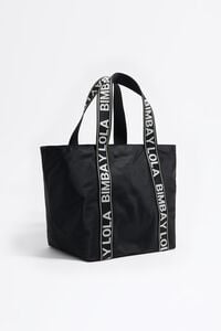 Black nylon maxi shopper bag