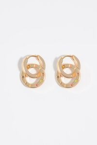 Gold logo double-hoop earrings