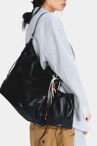 Black leather mini Paper bag