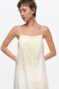 Cream patchwork dress with fringe details