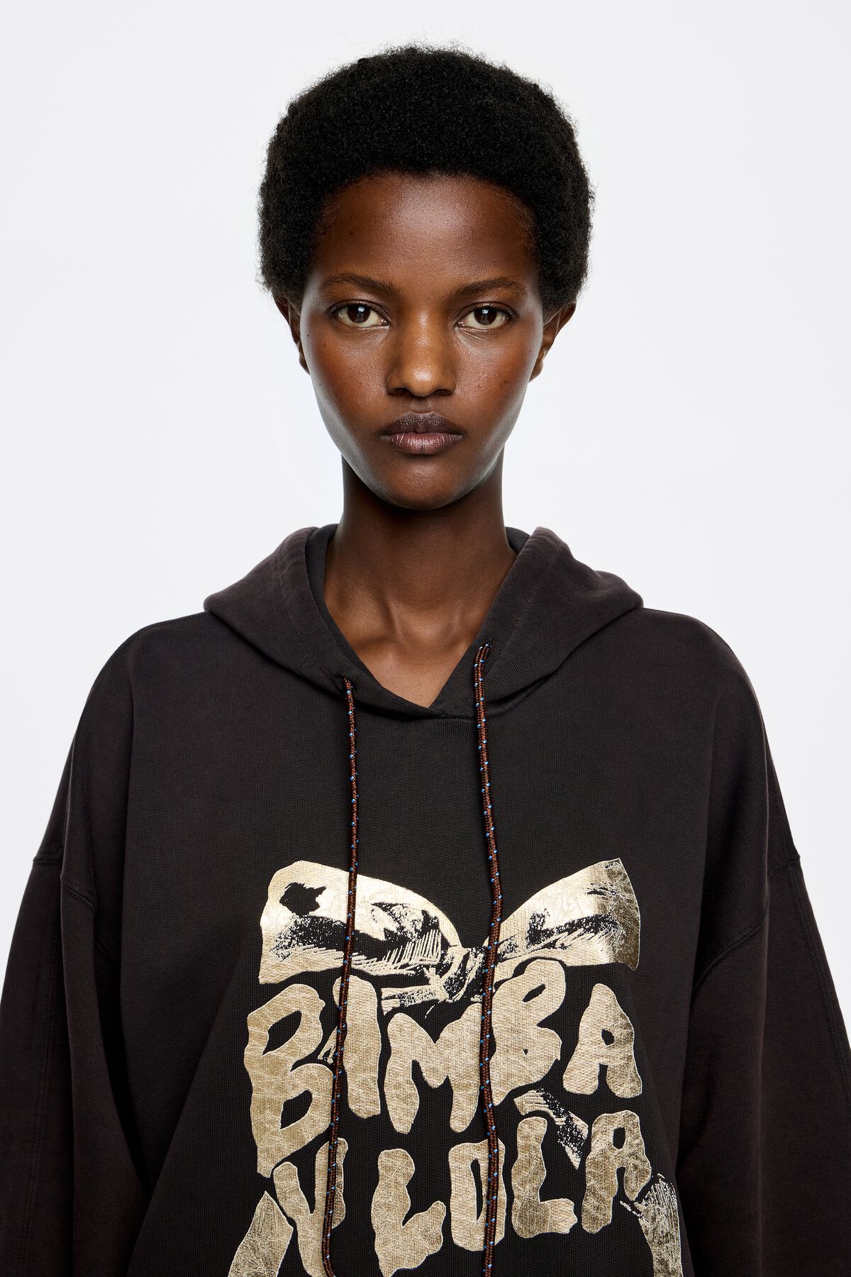 Burgundy logo tie hoodie