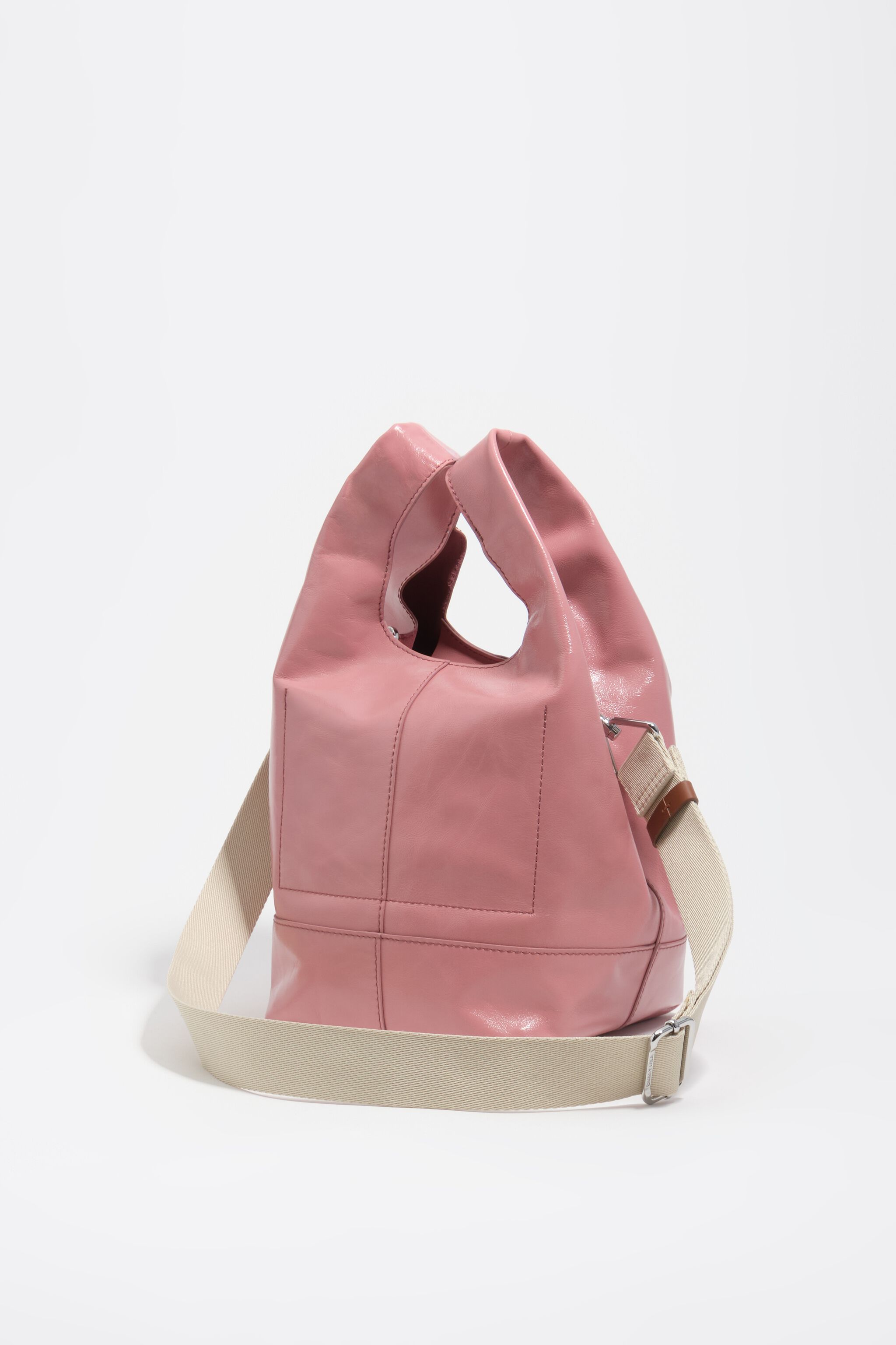 Medium pink leather Paper bag