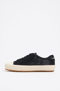 Black satin vulcanized sneaker