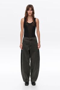 BARREL - Faded brown striped denim trousers
