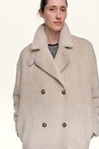 Abrigo pelo midi beige