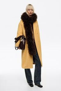 Yellow fur tailored coat