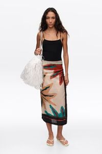 Large white raffia-effect shopper bag