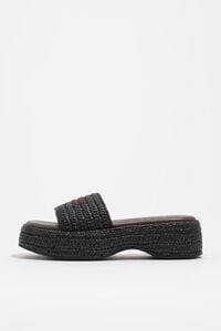 Black raffia platform sandal