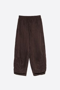 Washed brown ruched jogger trousers
