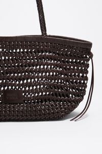 Large brown plaited leather shopper bag