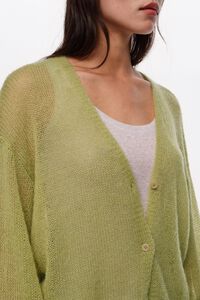 Casaco malha comprido mohair l&atilde; verde