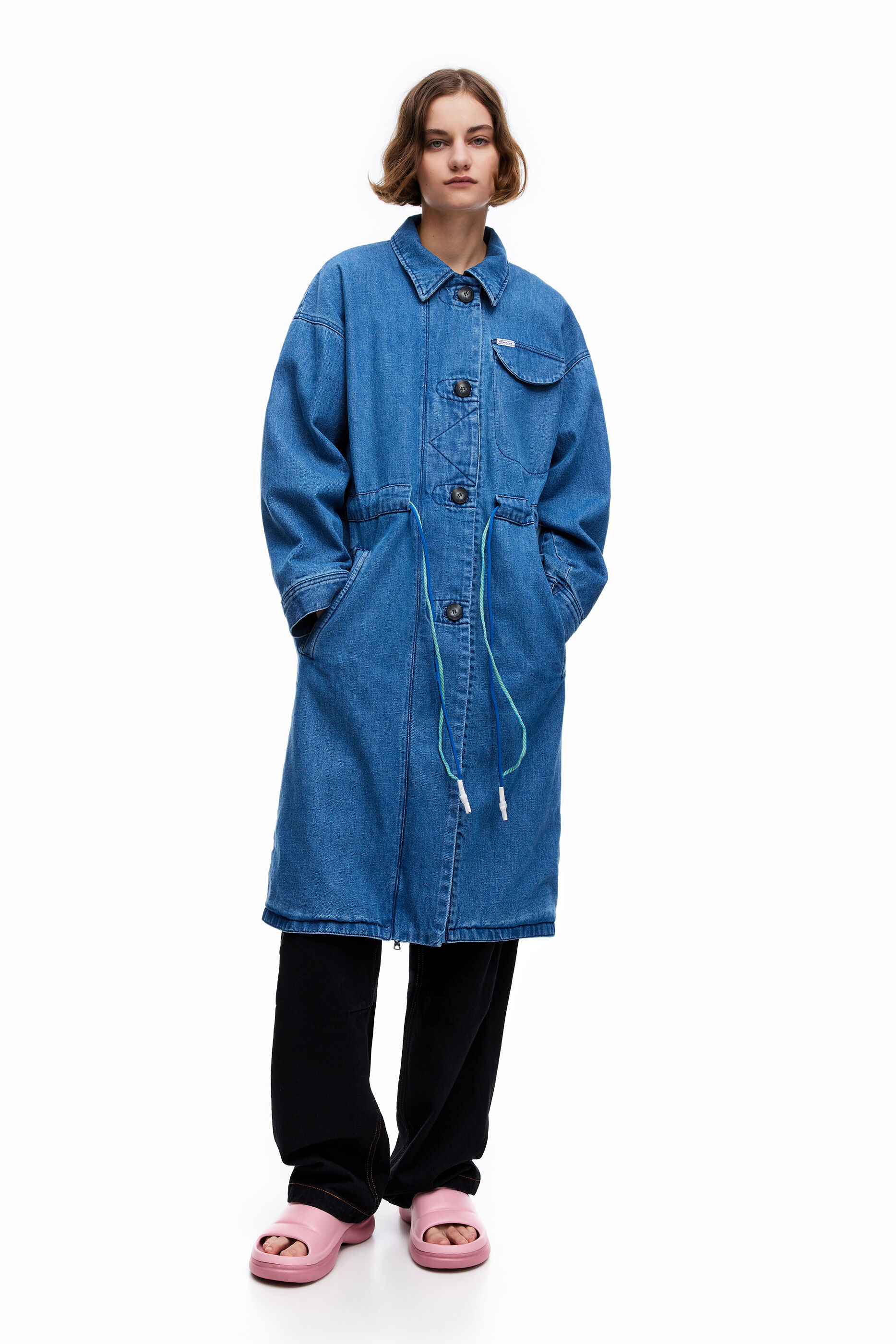 Denim oversize trench