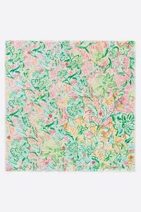 Chal flores acuarela blanco