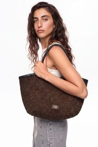 Bolso shopper grande pel trenzada chocolate