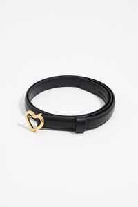 Cinturón fino piel hebilla corazón negro