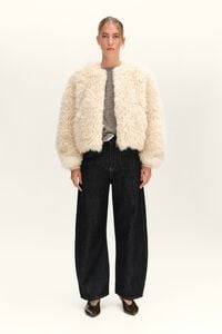 Ivory fur bomber jacket