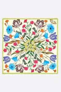 Lime botanical flowers shawl