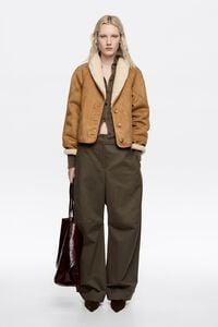 Camel cow suede jacket with fur interior