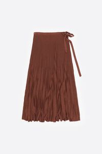 Caramel pleated midi skirt