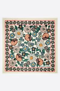 Ivory mosaic floral wool shawl