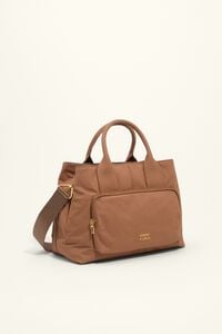 Large light brown cotton Pocket handbag