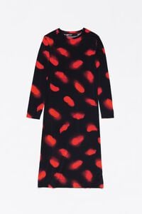Red Plumas viscose midi dress