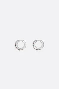 Silver-tone mini hoop earrings with crystals