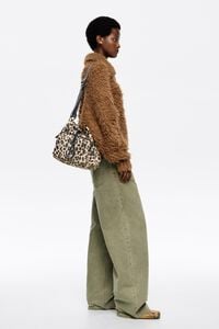 Natural Leopard nylon Pocket Bucket bag