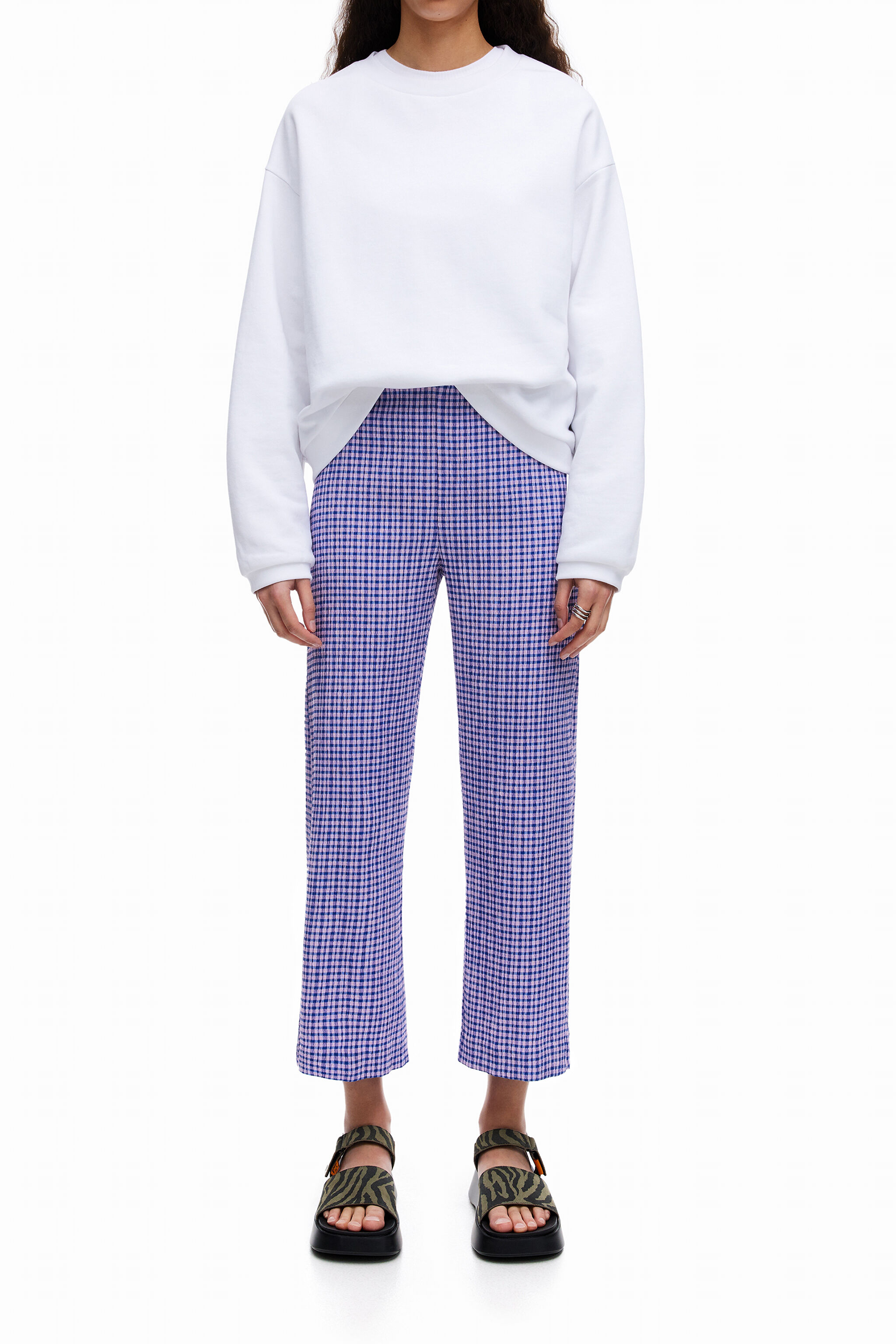 Pantaloni vichy blu