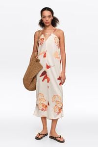 Orange turtle midi dress with adjustable straps