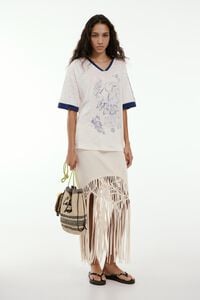Faded ivory linen fruit logo T-shirt
