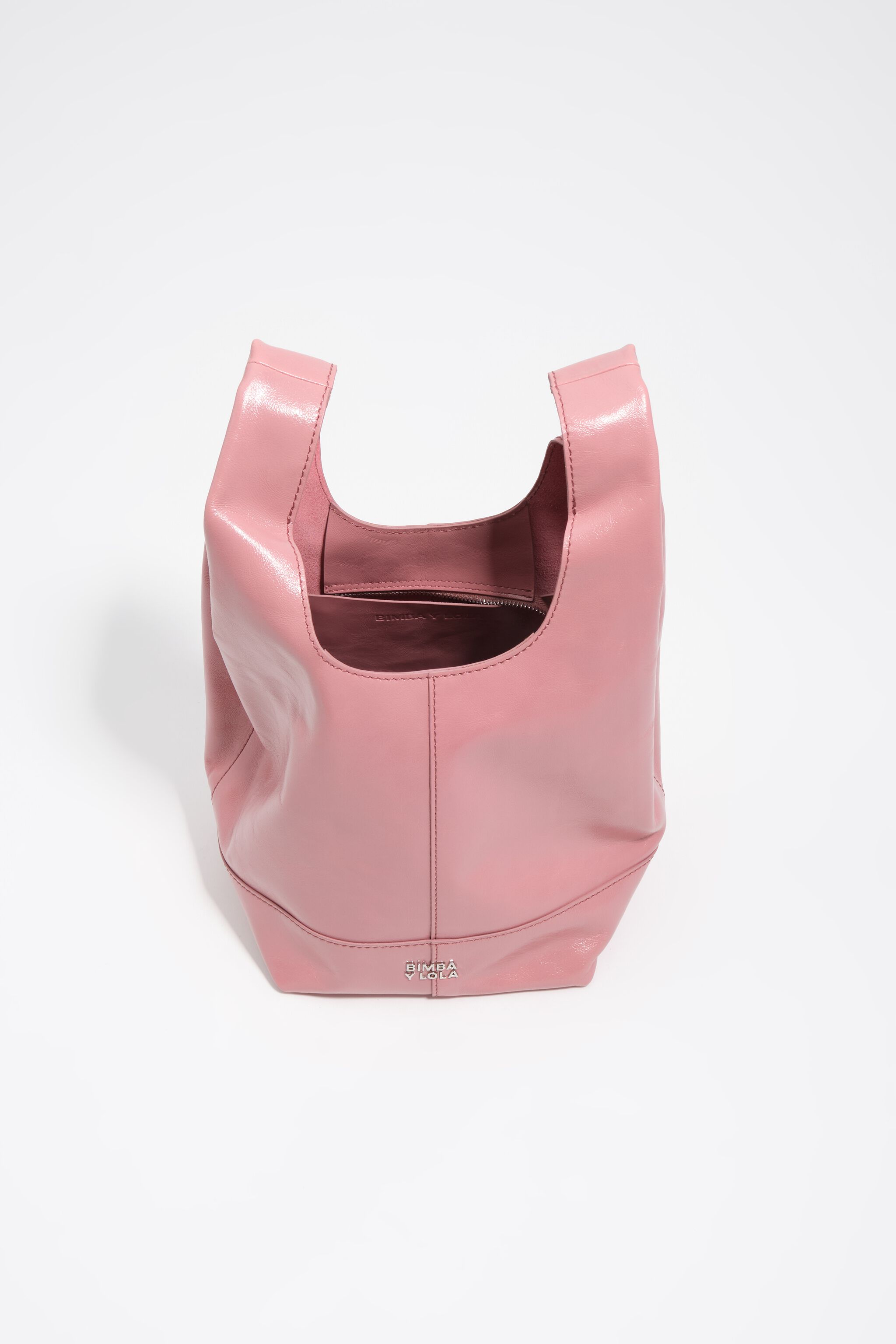 Medium pink leather Paper bag