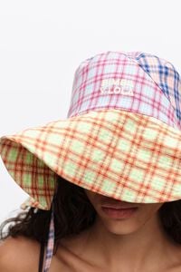 Checked cotton hat