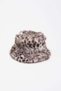 Grey leopard fur hat