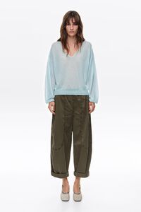 Light blue wool V-neck sweater