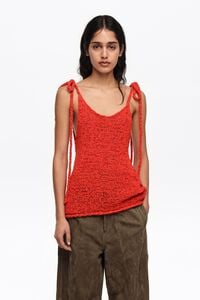 Red bow strap sweater