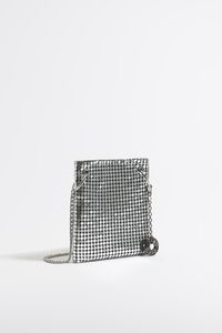 Bolso plano mini malla met&aacute;lica plata