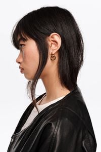 Gold logo double-hoop earrings