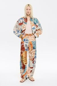 Cazadora denim oversize Patchwork naranja