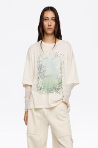 Ivory tulle sleeve T-shirt