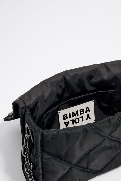 Bimba Y Lola Small Padded Black Nylon Barrel Bag