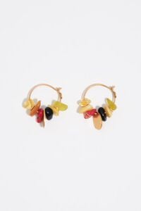 Pendientes aro piedras y metal textura dorado envejecido