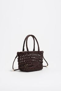 Bolso mini trenzado piel marr&oacute;n oscuro