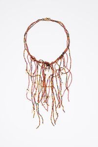 Multicolored beads and mother-of-pearl tassel necklace