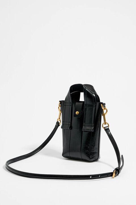 XS black leather crossbody bag