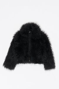 Short black fur coat
