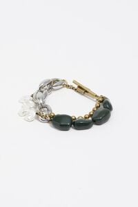 Two-tone multi-chain and pearl bracelet