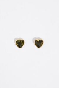 Olive crystal heart earrings