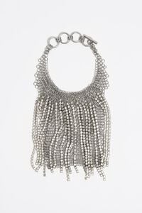 Silver mesh and crystals choker necklace