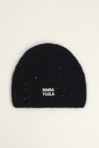 Black sequin knit hat